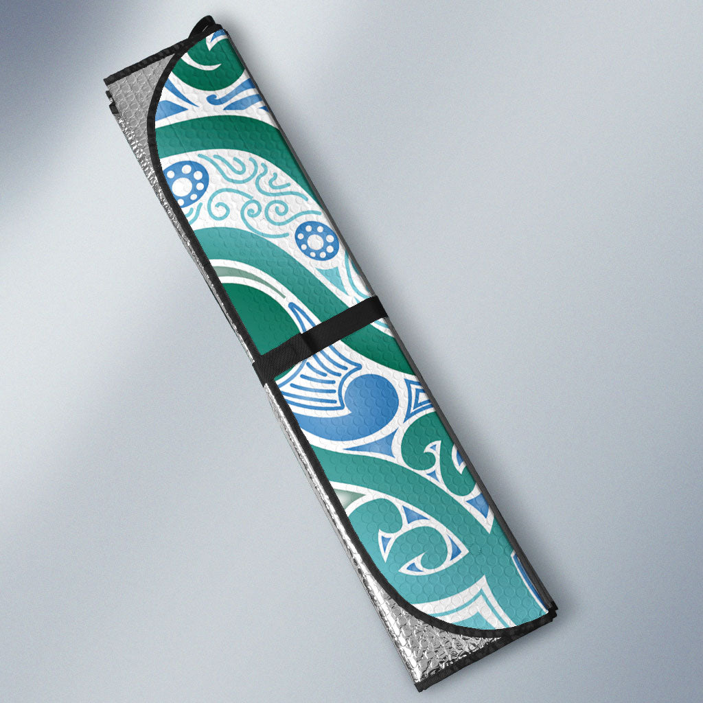 Aotearoa Iwi Ngati Paoa Auto Sun Shade Maori Wharenui House Tribal Pattern