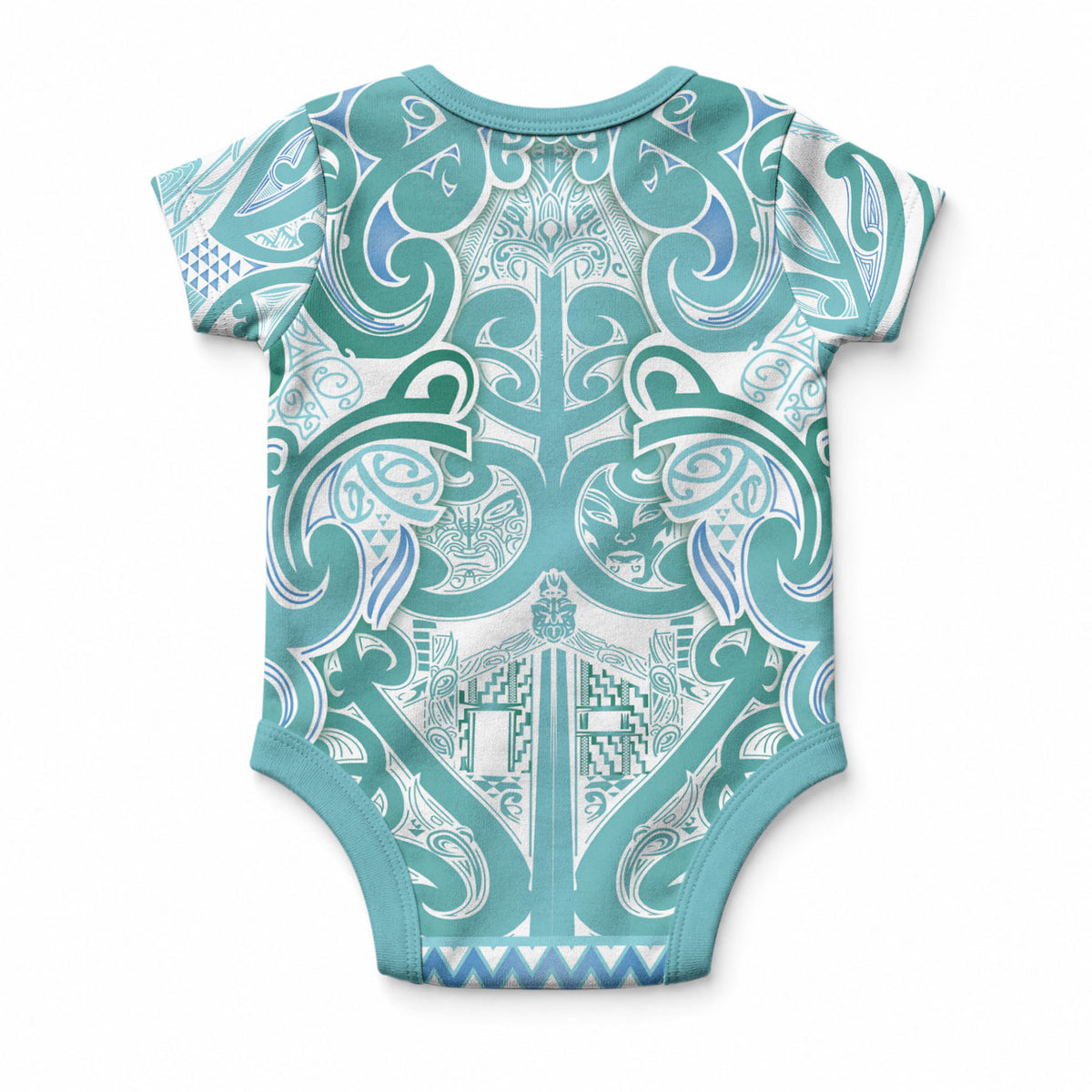 Aotearoa Iwi Ngati Paoa Baby Onesie Maori Wharenui House Tribal Pattern