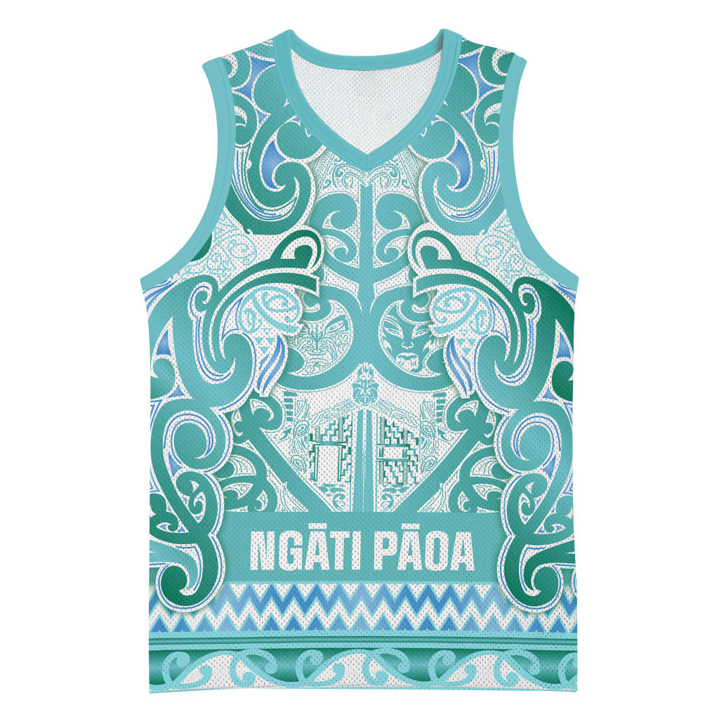 Aotearoa Iwi Ngati Paoa Basketball Jersey Maori Wharenui House Tribal Pattern