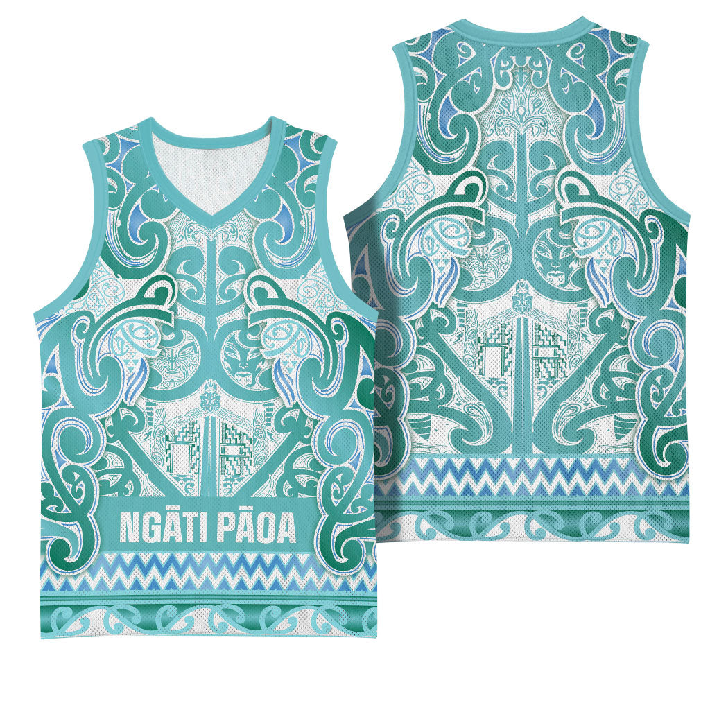 Aotearoa Iwi Ngati Paoa Basketball Jersey Maori Wharenui House Tribal Pattern