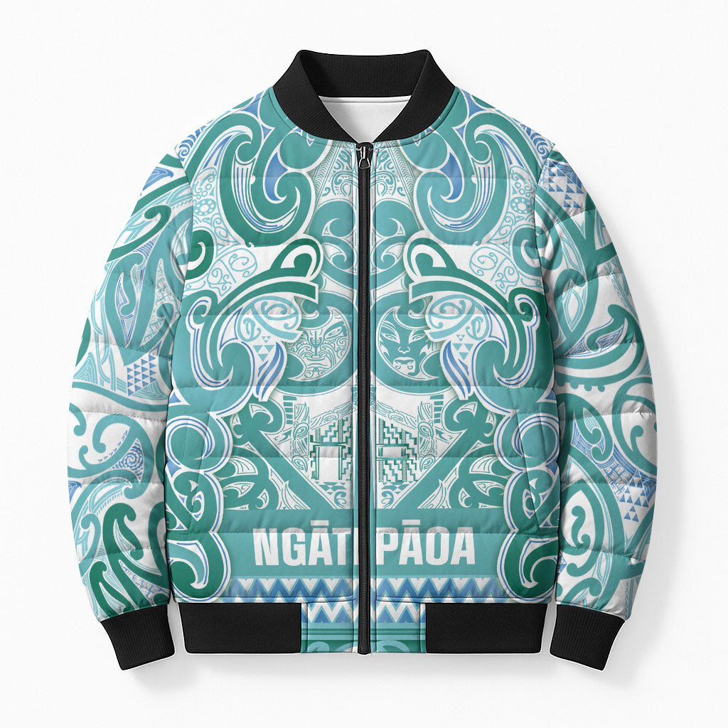 Aotearoa Iwi Ngati Paoa Bomber Puffer Jacket Maori Wharenui House Tribal Pattern