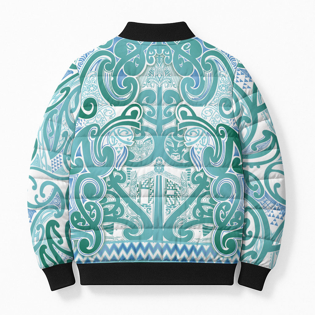 Aotearoa Iwi Ngati Paoa Bomber Puffer Jacket Maori Wharenui House Tribal Pattern