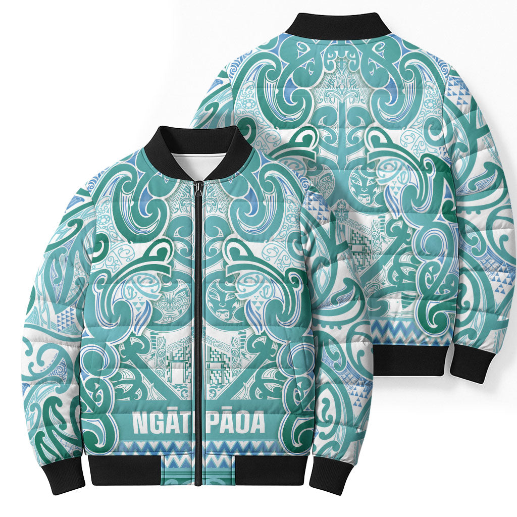 Aotearoa Iwi Ngati Paoa Bomber Puffer Jacket Maori Wharenui House Tribal Pattern