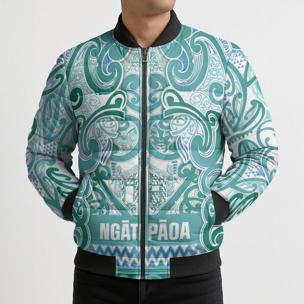 Aotearoa Iwi Ngati Paoa Bomber Puffer Jacket Maori Wharenui House Tribal Pattern