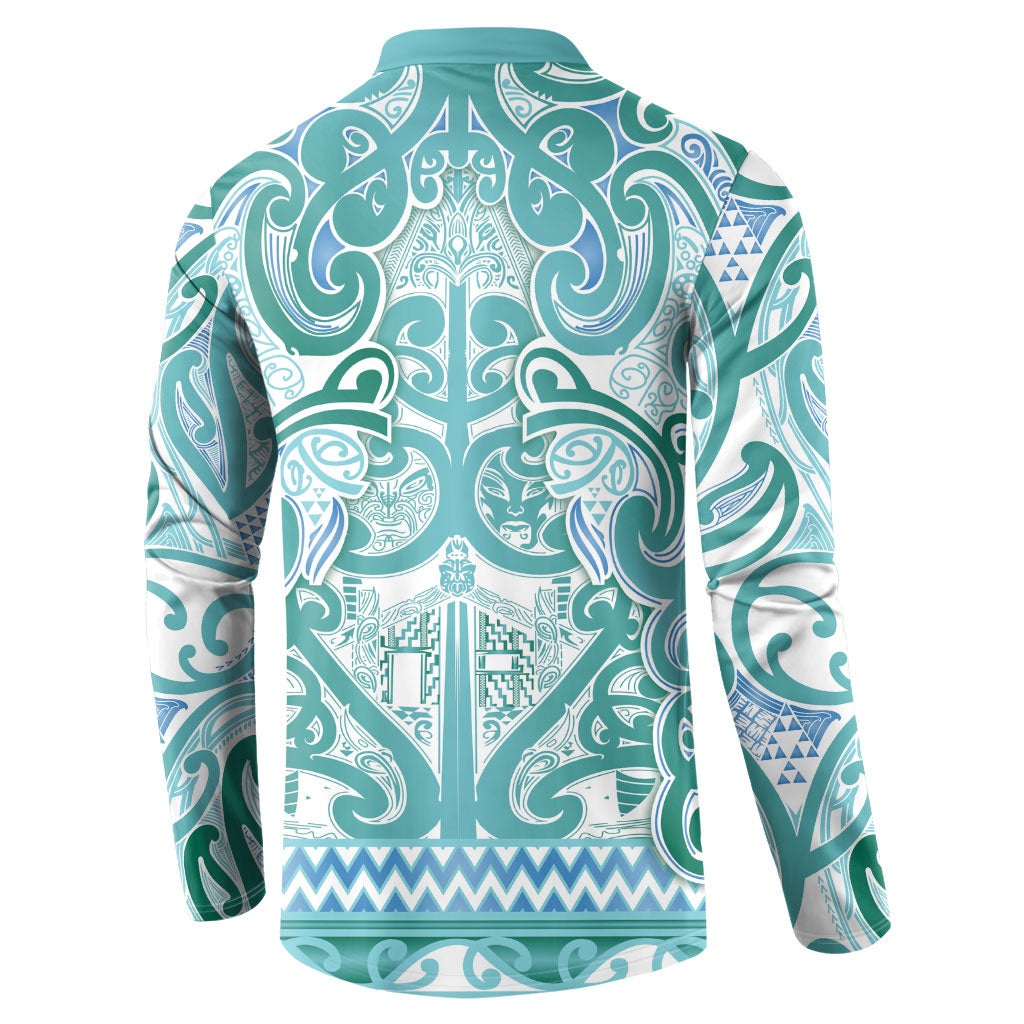 Aotearoa Iwi Ngati Paoa Button Sweatshirt Maori Wharenui House Tribal Pattern