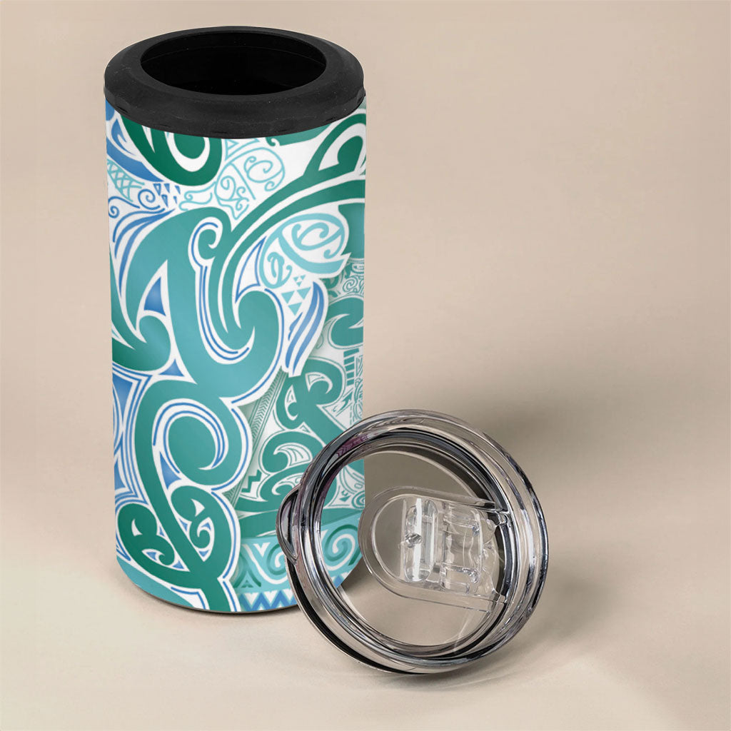 Aotearoa Iwi Ngati Paoa 4 in 1 Can Cooler Tumbler Maori Wharenui House Tribal Pattern