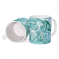 Aotearoa Iwi Ngati Paoa Ceramic Mug Maori Wharenui House Tribal Pattern