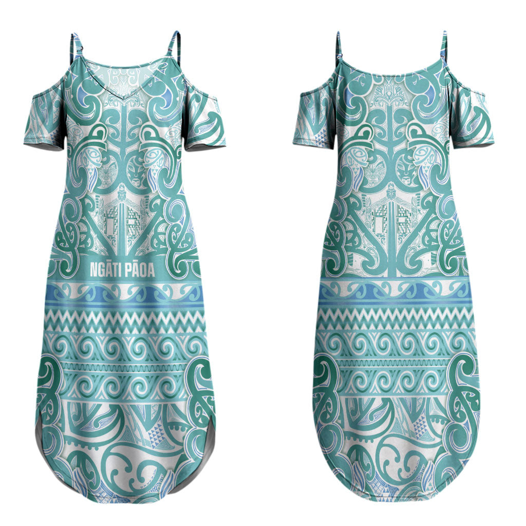 Aotearoa Iwi Ngati Paoa Couples Matching Summer Maxi Dress and Hawaiian Shirt Maori Wharenui House Tribal Pattern