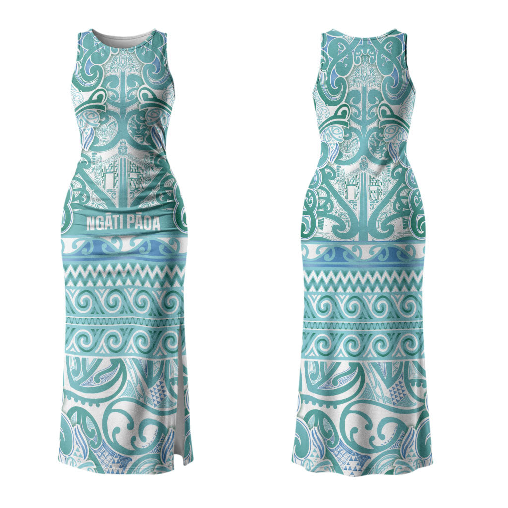 Aotearoa Iwi Ngati Paoa Couples Matching Tank Maxi Dress and Hawaiian Shirt Maori Wharenui House Tribal Pattern