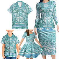 Aotearoa Iwi Ngati Paoa Family Matching Long Sleeve Bodycon Dress and Hawaiian Shirt Maori Wharenui House Tribal Pattern