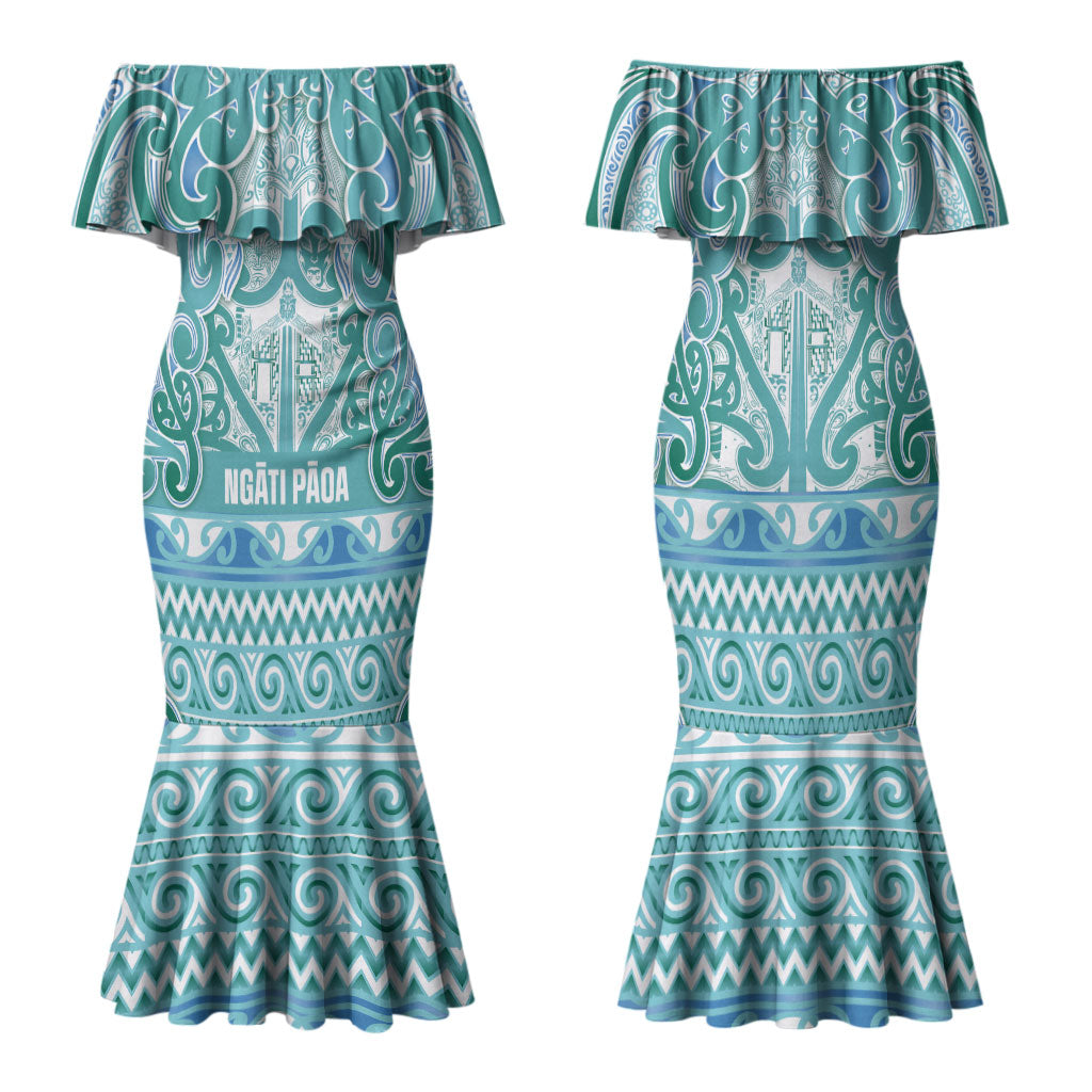 Aotearoa Iwi Ngati Paoa Family Matching Mermaid Dress and Hawaiian Shirt Maori Wharenui House Tribal Pattern