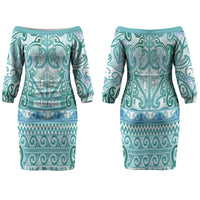 Aotearoa Iwi Ngati Paoa Family Matching Off The Shoulder Long Sleeve Dress and Hawaiian Shirt Maori Wharenui House Tribal Pattern