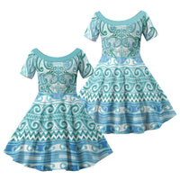 Aotearoa Iwi Ngati Paoa Family Matching Off Shoulder Maxi Dress and Hawaiian Shirt Maori Wharenui House Tribal Pattern