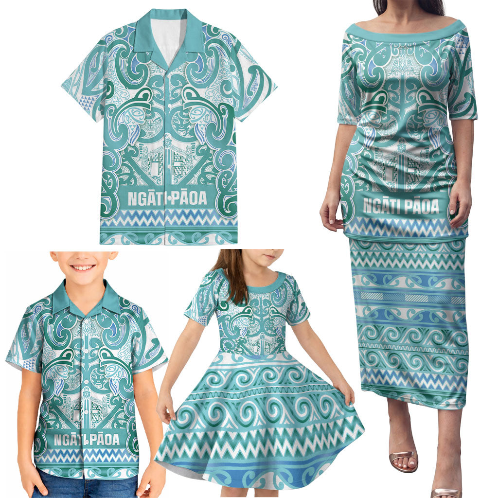 Aotearoa Iwi Ngati Paoa Family Matching Puletasi and Hawaiian Shirt Maori Wharenui House Tribal Pattern LT9 - Polynesian Pride