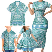 Aotearoa Iwi Ngati Paoa Family Matching Short Sleeve Bodycon Dress and Hawaiian Shirt Maori Wharenui House Tribal Pattern