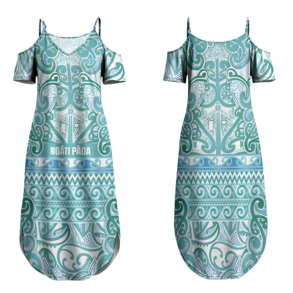 Aotearoa Iwi Ngati Paoa Family Matching Summer Maxi Dress and Hawaiian Shirt Maori Wharenui House Tribal Pattern
