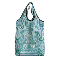 Aotearoa Iwi Ngati Paoa Grocery Bag Maori Wharenui House Tribal Pattern