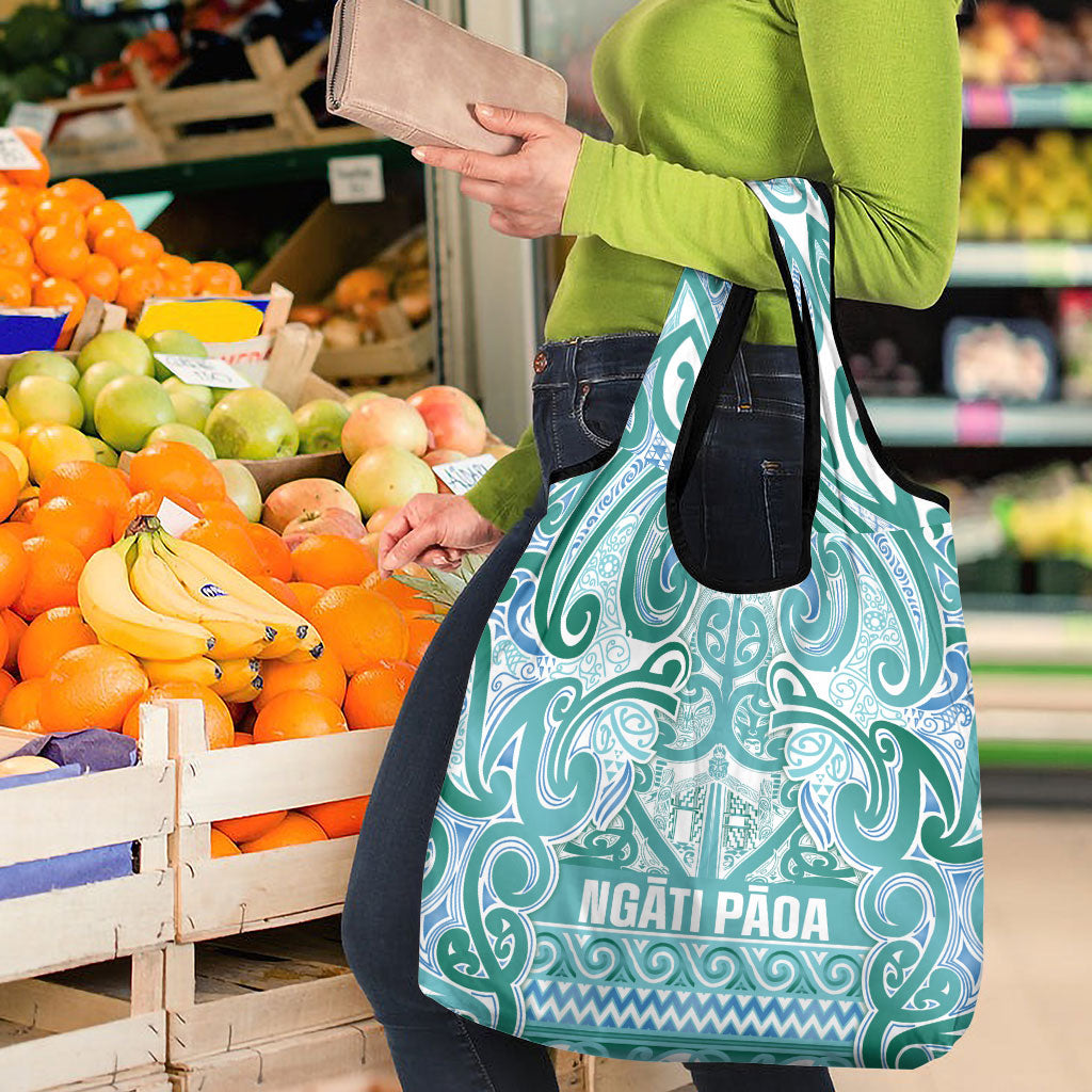 Aotearoa Iwi Ngati Paoa Grocery Bag Maori Wharenui House Tribal Pattern