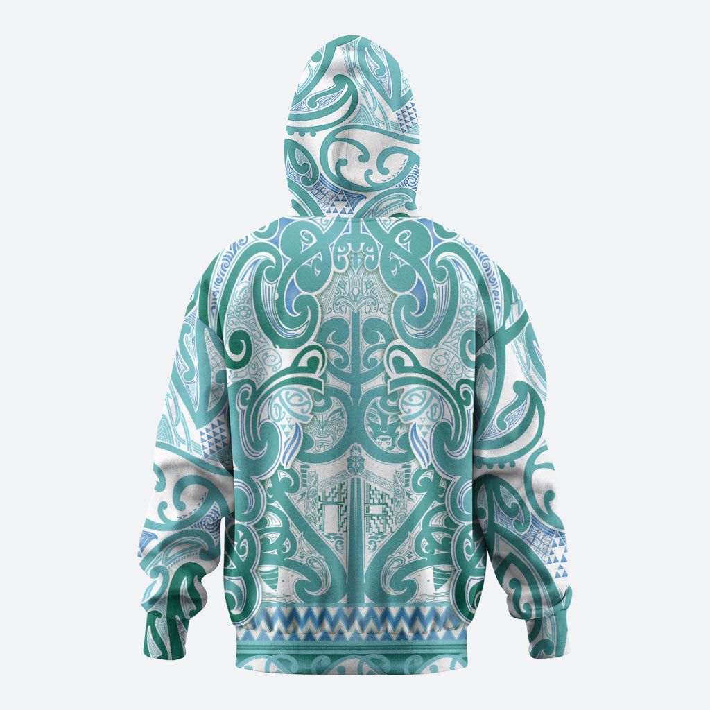 Aotearoa Iwi Ngati Paoa Hoodie Maori Wharenui House Tribal Pattern