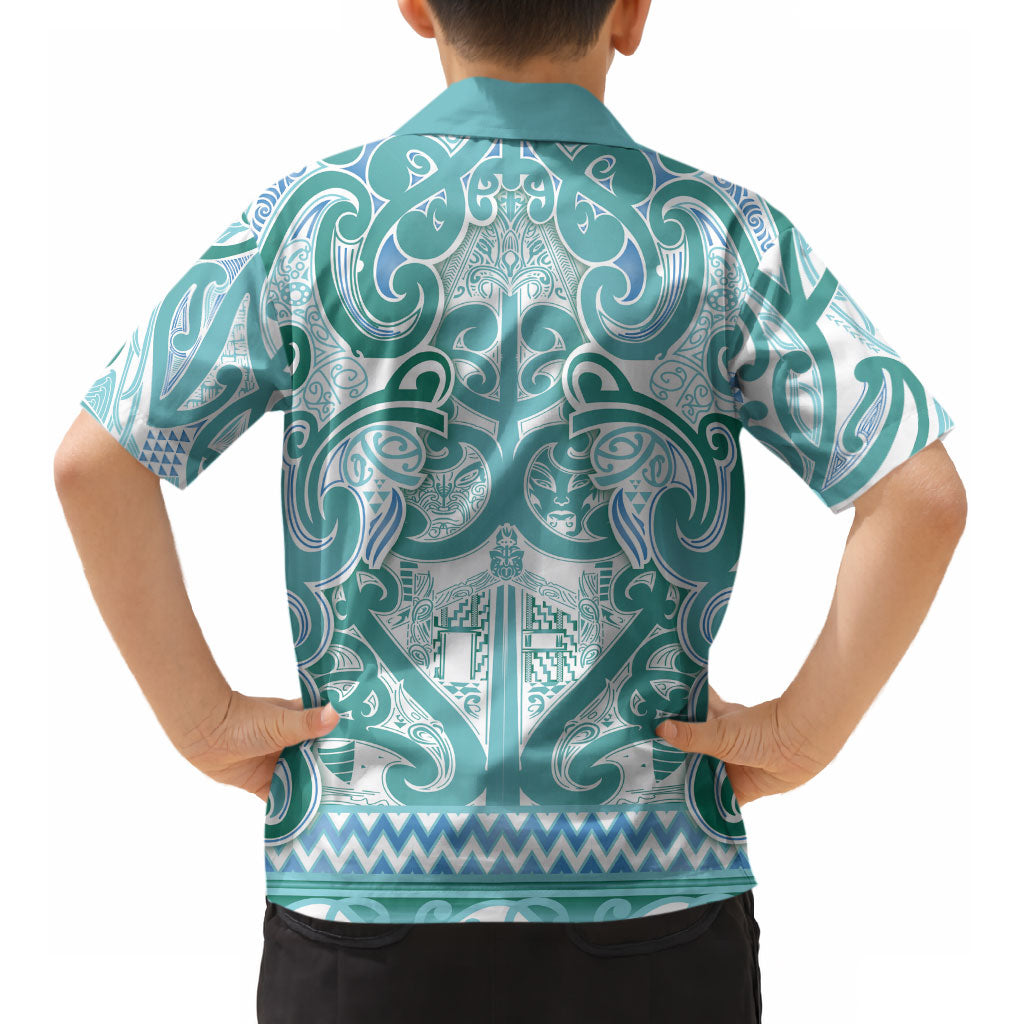 Aotearoa Iwi Ngati Paoa Kid Hawaiian Shirt Maori Wharenui House Tribal Pattern
