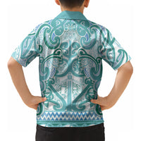 Aotearoa Iwi Ngati Paoa Kid Hawaiian Shirt Maori Wharenui House Tribal Pattern