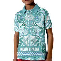 Aotearoa Iwi Ngati Paoa Kid Polo Shirt Maori Wharenui House Tribal Pattern