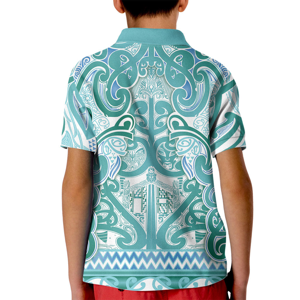 Aotearoa Iwi Ngati Paoa Kid Polo Shirt Maori Wharenui House Tribal Pattern