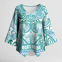 Aotearoa Iwi Ngati Paoa Kimono Sleeve Blouse Maori Wharenui House Tribal Pattern
