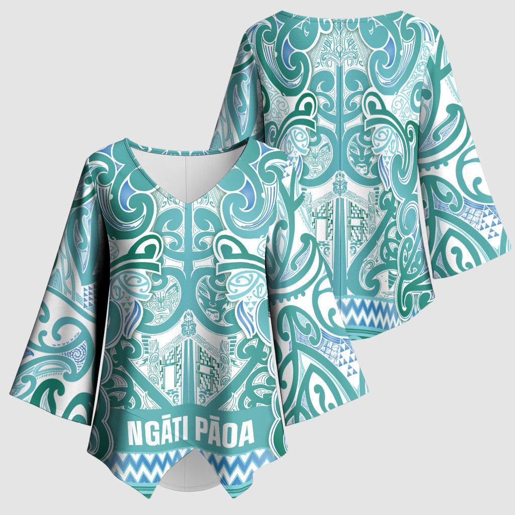 Aotearoa Iwi Ngati Paoa Kimono Sleeve Blouse Maori Wharenui House Tribal Pattern