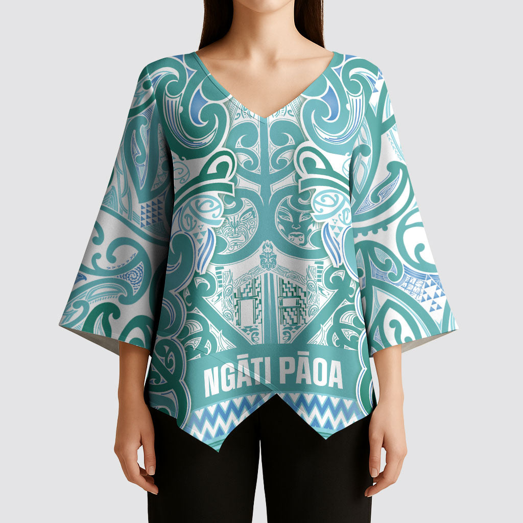 Aotearoa Iwi Ngati Paoa Kimono Sleeve Blouse Maori Wharenui House Tribal Pattern
