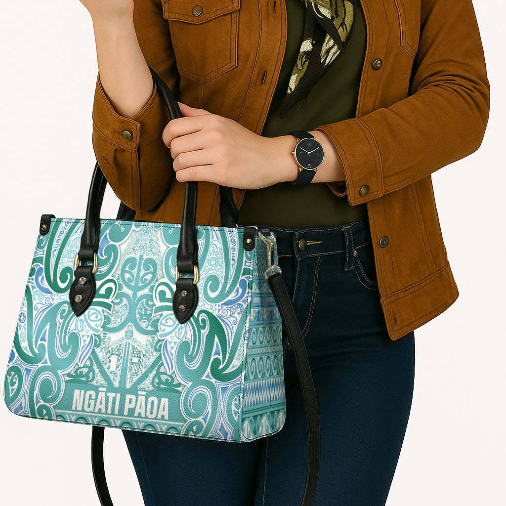 Aotearoa Iwi Ngati Paoa Leather Bag Maori Wharenui House Tribal Pattern
