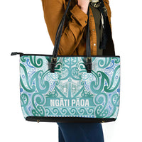 Aotearoa Iwi Ngati Paoa Leather Tote Bag Maori Wharenui House Tribal Pattern