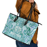Aotearoa Iwi Ngati Paoa Leather Tote Bag Maori Wharenui House Tribal Pattern