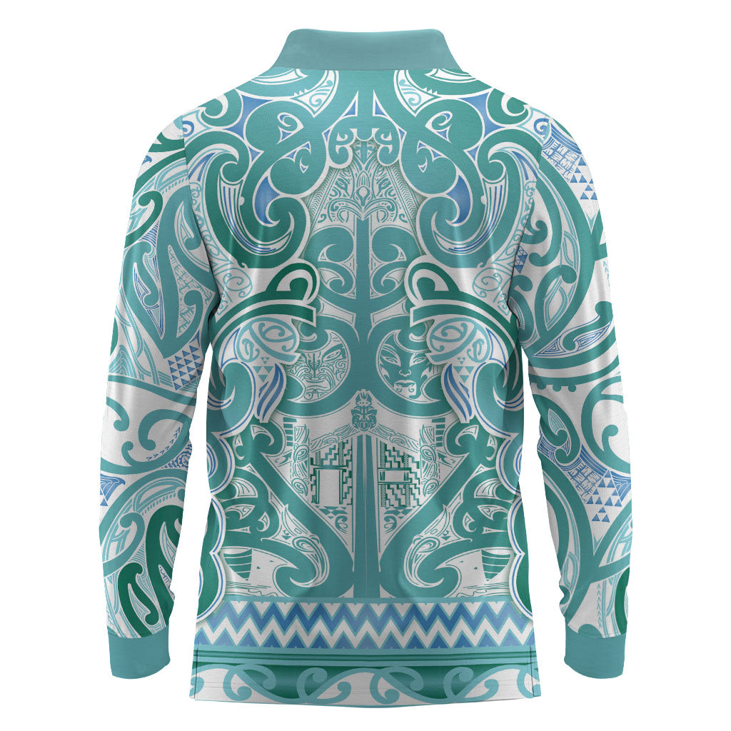 Aotearoa Iwi Ngati Paoa Long Sleeve Polo Shirt Maori Wharenui House Tribal Pattern