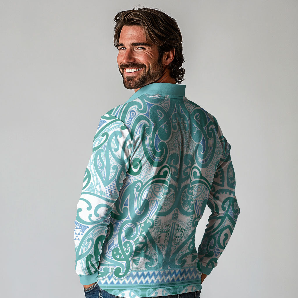 Aotearoa Iwi Ngati Paoa Long Sleeve Polo Shirt Maori Wharenui House Tribal Pattern
