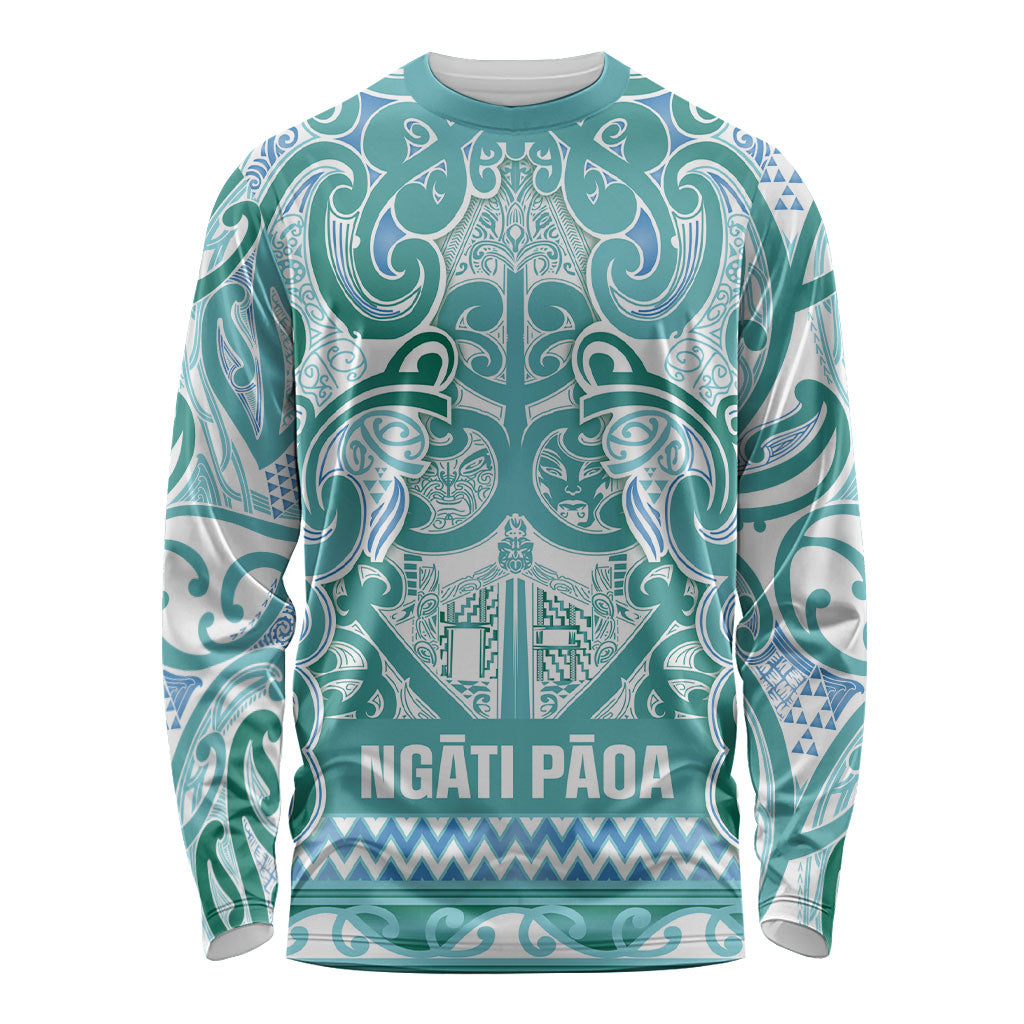 Aotearoa Iwi Ngati Paoa Long Sleeve Shirt Maori Wharenui House Tribal Pattern