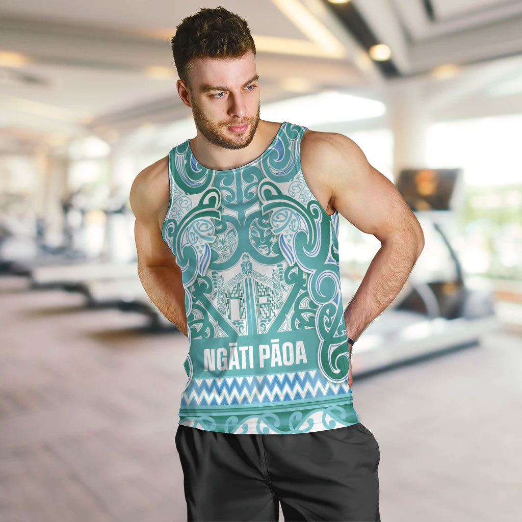 Aotearoa Iwi Ngati Paoa Men Tank Top Maori Wharenui House Tribal Pattern