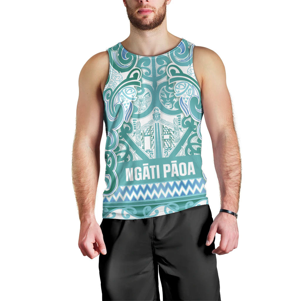 Aotearoa Iwi Ngati Paoa Men Tank Top Maori Wharenui House Tribal Pattern