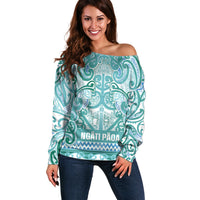 Aotearoa Iwi Ngati Paoa Off Shoulder Sweater Maori Wharenui House Tribal Pattern