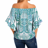 Aotearoa Iwi Ngati Paoa Off Shoulder Wrap Waist Top Maori Wharenui House Tribal Pattern