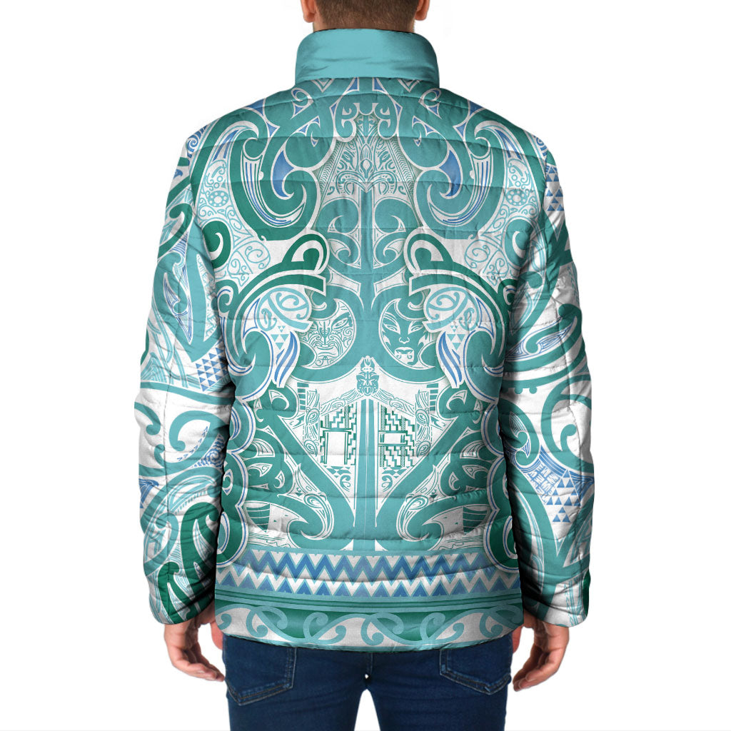 Aotearoa Iwi Ngati Paoa Padded Jacket Maori Wharenui House Tribal Pattern