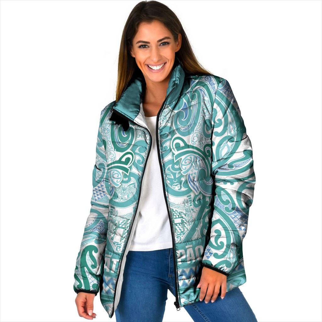 Aotearoa Iwi Ngati Paoa Padded Jacket Maori Wharenui House Tribal Pattern