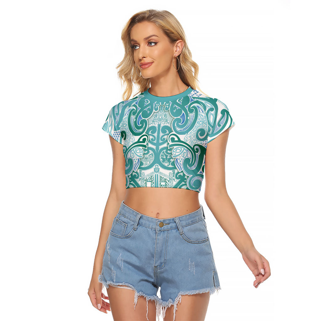 Aotearoa Iwi Ngati Paoa Raglan Cropped T Shirt Maori Wharenui House Tribal Pattern