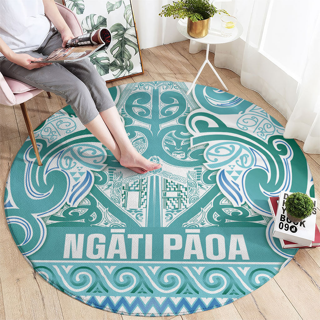 Aotearoa Iwi Ngati Paoa Round Carpet Maori Wharenui House Tribal Pattern