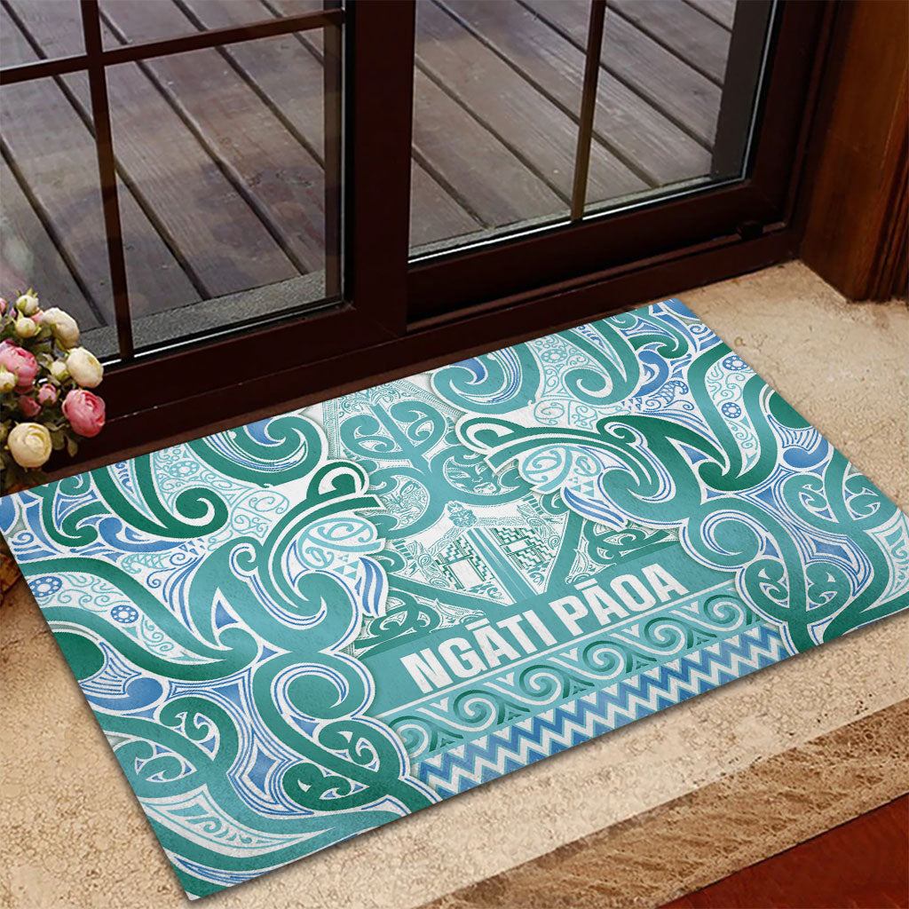 Aotearoa Iwi Ngati Paoa Rubber Doormat Maori Wharenui House Tribal Pattern