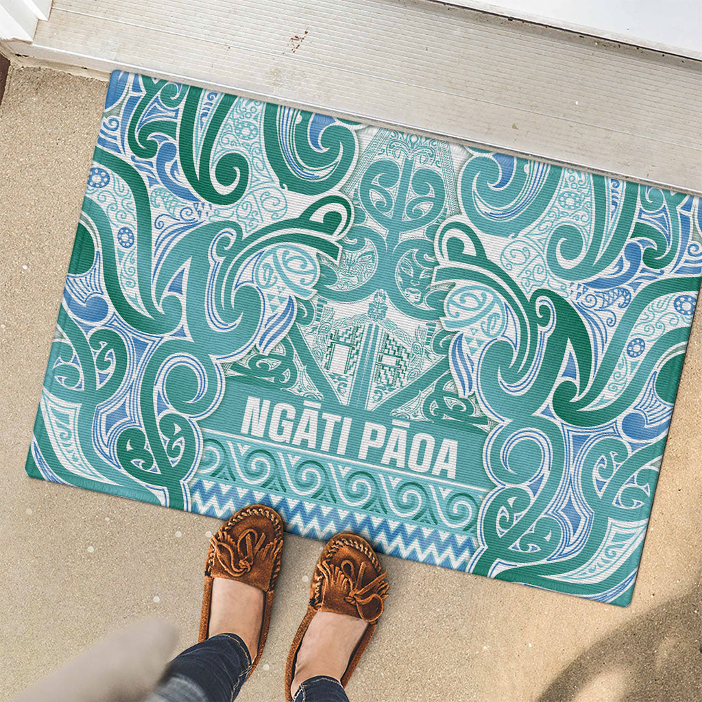 Aotearoa Iwi Ngati Paoa Rubber Doormat Maori Wharenui House Tribal Pattern