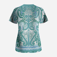 Aotearoa Iwi Ngati Paoa Scrub Top Maori Wharenui House Tribal Pattern