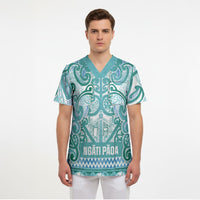 Aotearoa Iwi Ngati Paoa Scrub Top Maori Wharenui House Tribal Pattern