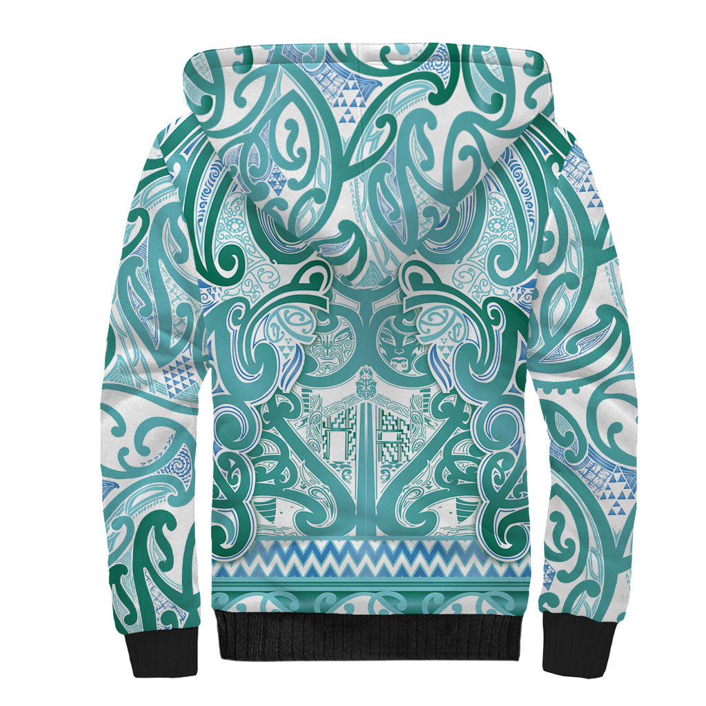 Aotearoa Iwi Ngati Paoa Sherpa Hoodie Maori Wharenui House Tribal Pattern