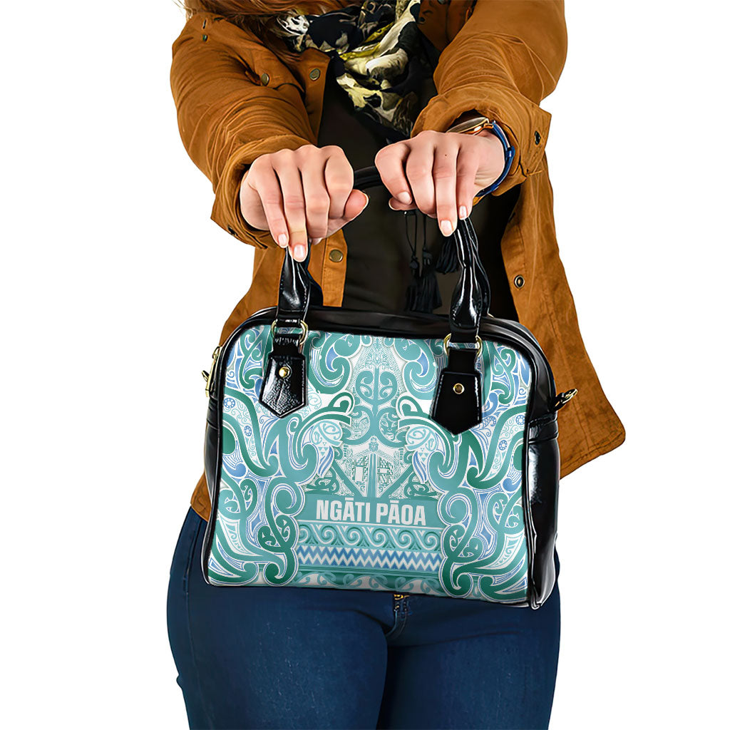 Aotearoa Iwi Ngati Paoa Shoulder Handbag Maori Wharenui House Tribal Pattern LT9 One Size Turquoise - Polynesian Pride
